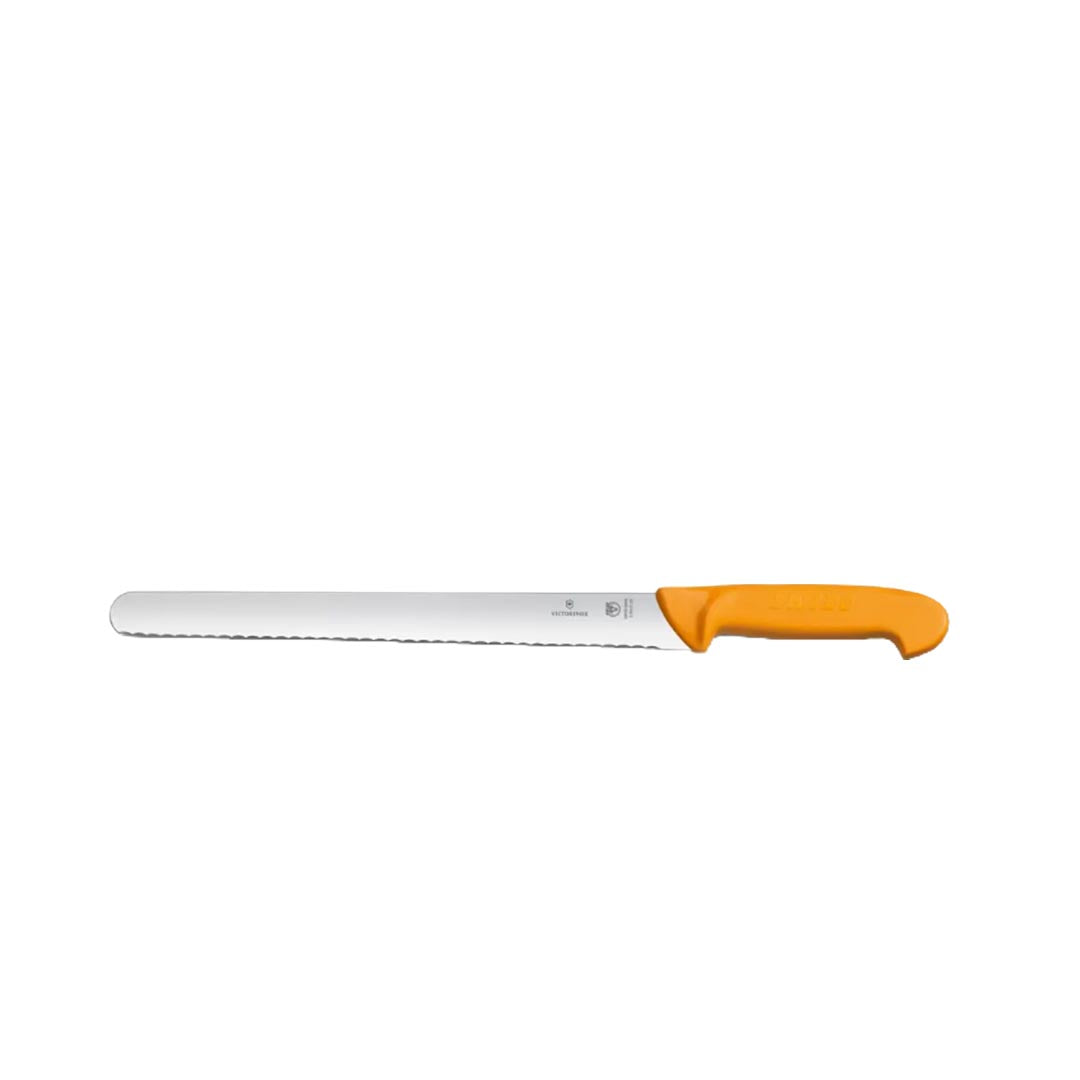 Victorinox 10" Swibo Round Tipped Serrated Edge Slicing Knife - Orange – butchers' knives