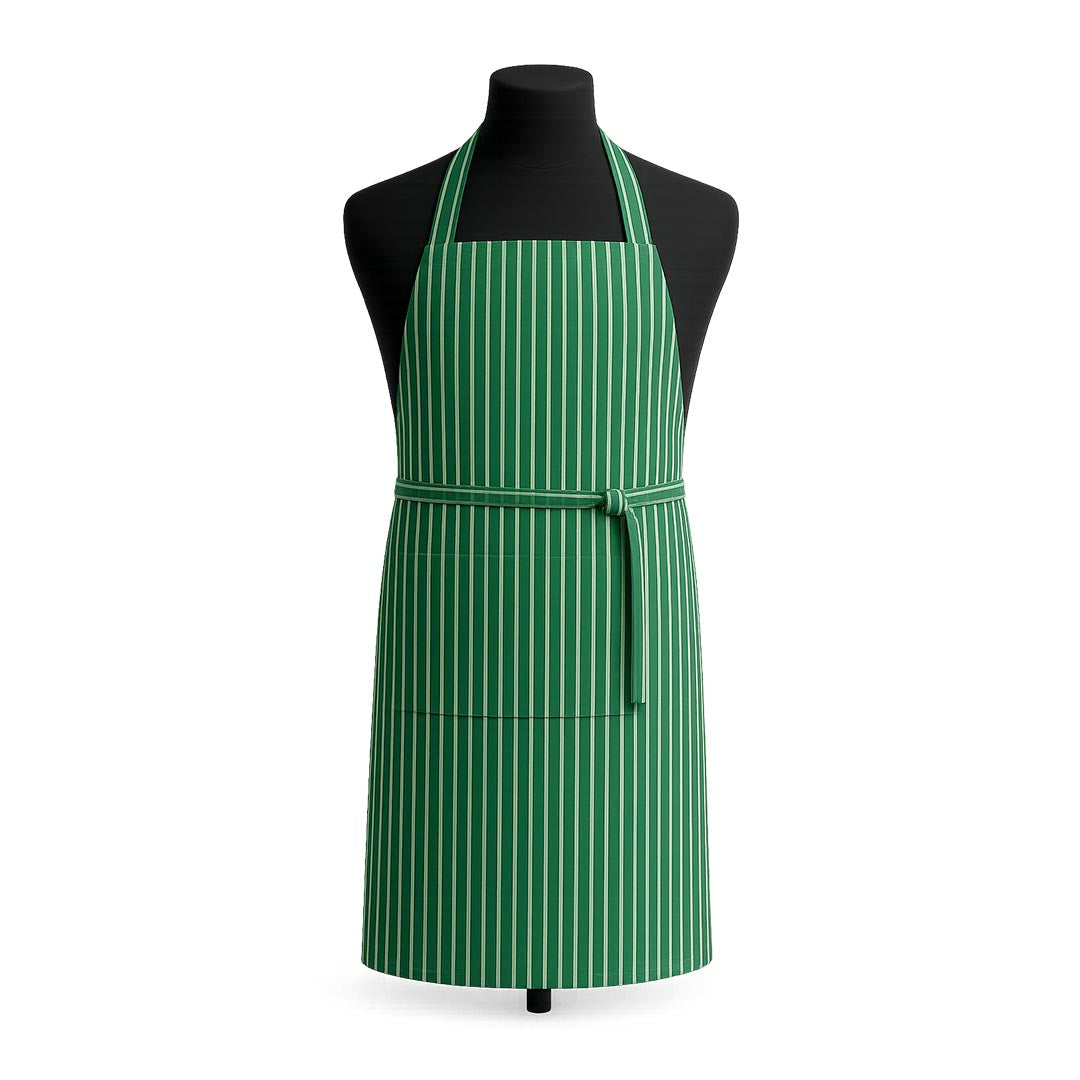 MK ingredients Green & White Twin Stipe Nylon Bib Apron 90x100 Cm – clothing