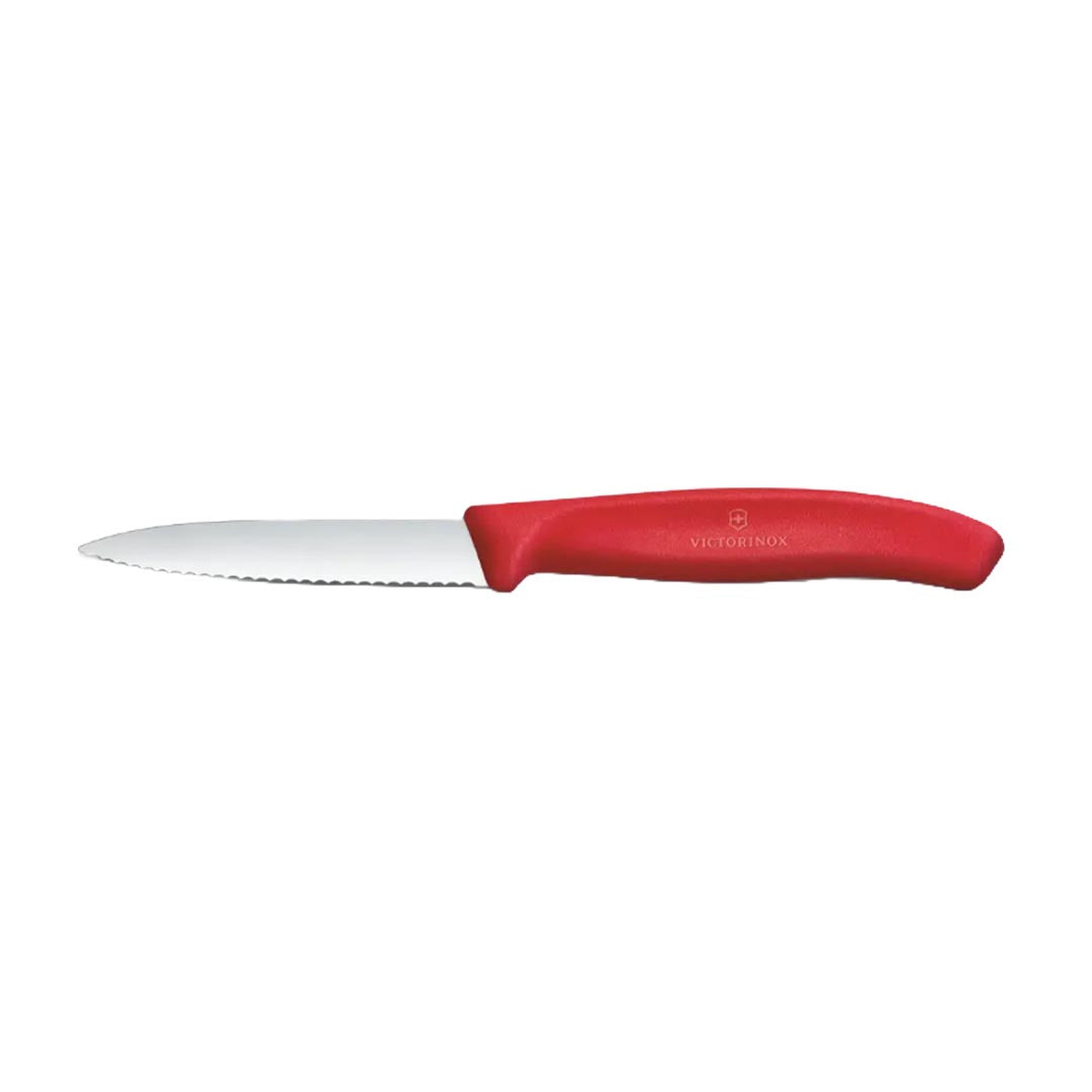 Victorinox 3" Vic Sharp Tip Serrated Edge Paring Knife - Red – butchers' knives
